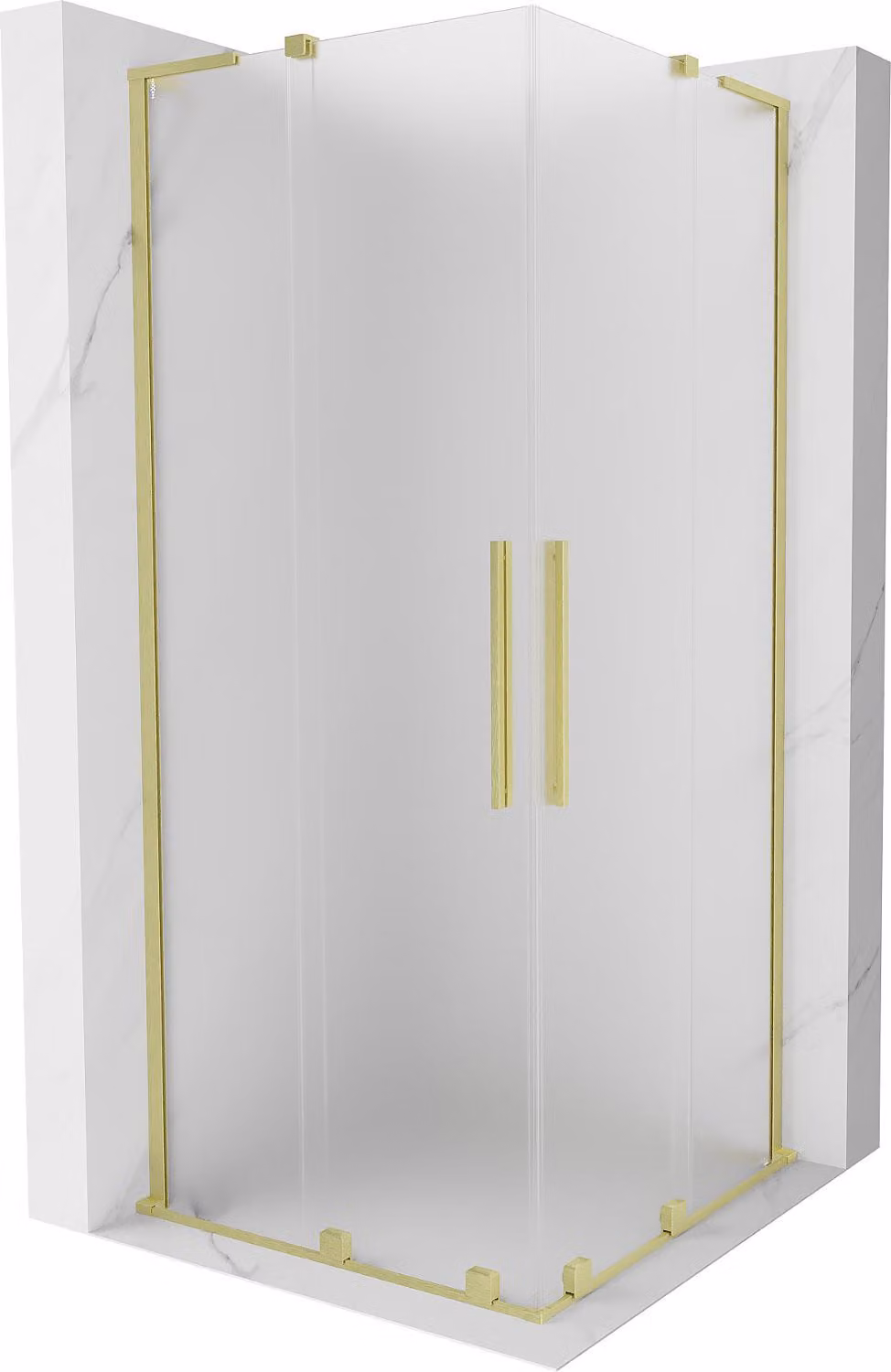 Mexen Velar L Duo cabina doccia scorrevole 100 x 100 cm, brina, oro spazzolato - 871-100-100-02-33-55