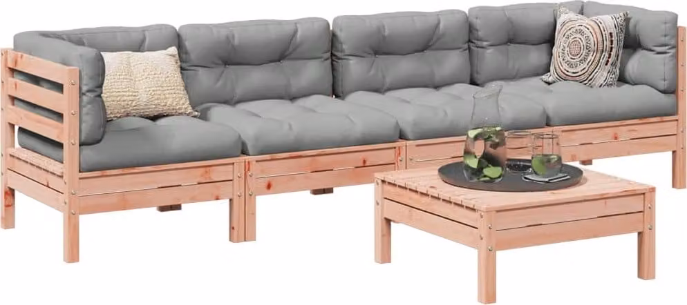 Maison Exclusive - Set da giardino composto da 5 pezzi con cuscini, in legno massello di douglasia
