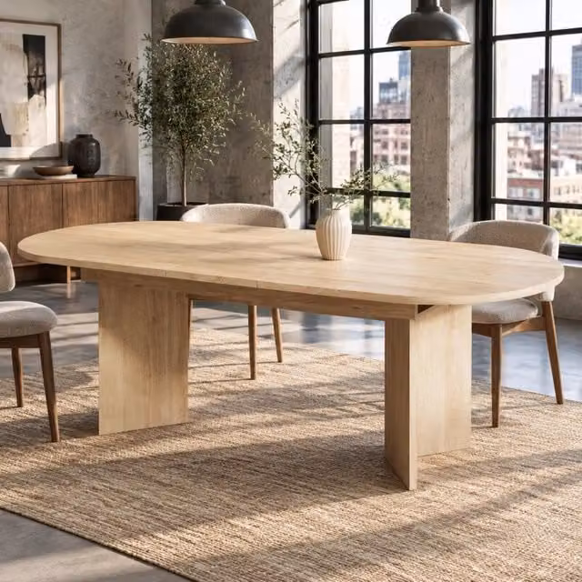 Tavolo da pranzo allungabile 140/180x90 cm in MDF color rovere con angoli arrotondati