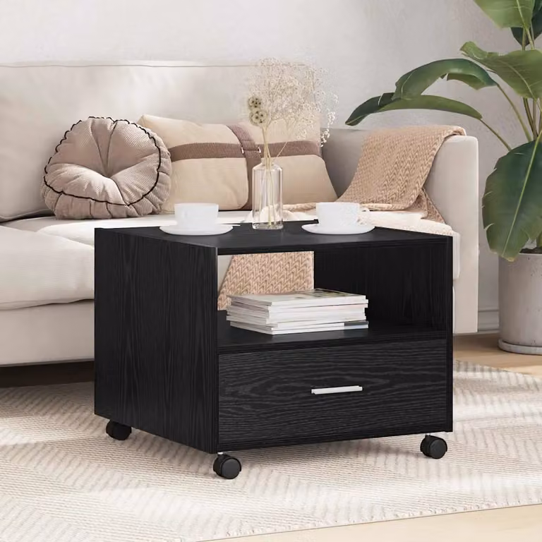 Tavolino da salotto moderno vidaXL in MDF laminato rovere e nero L 55 cm x P 55 cm x H 45 cm