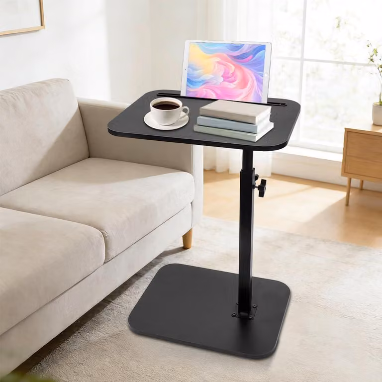 Tavolo computer, tavolino laterale a forma di C, regolabile in altezza, piccolo tavolino per divano, tavolino girevole a 360° per divano, tavolino da salotto, tavolino