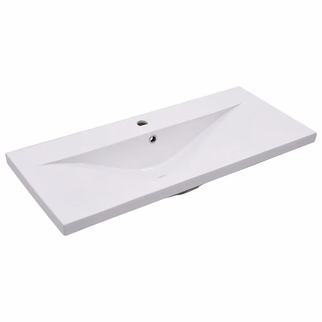 Lavabo da incasso rettangolare vidaXL in ceramica bianca con troppo pieno L: 91 cm, P: 39,5 cm, H: 18,5 cm – 2