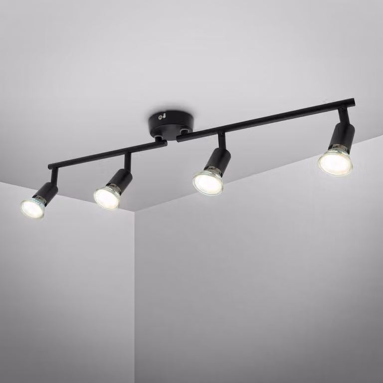 Plafoniera LED, nero opaco, 4xLED/GU10/2,9W