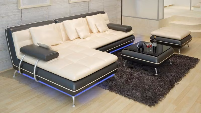 Ledersofa mit USB Wohnlandschaft Ecksofa Eck Garnitur Design Modern Sofa F3015
