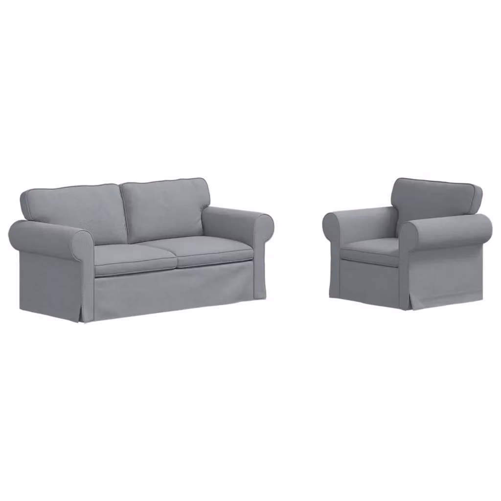 Set di 2 divani vidaXL moderni in tessuto grigio con struttura in metallo L: 175 cm, P: 82 cm, H: 80 cm – 2