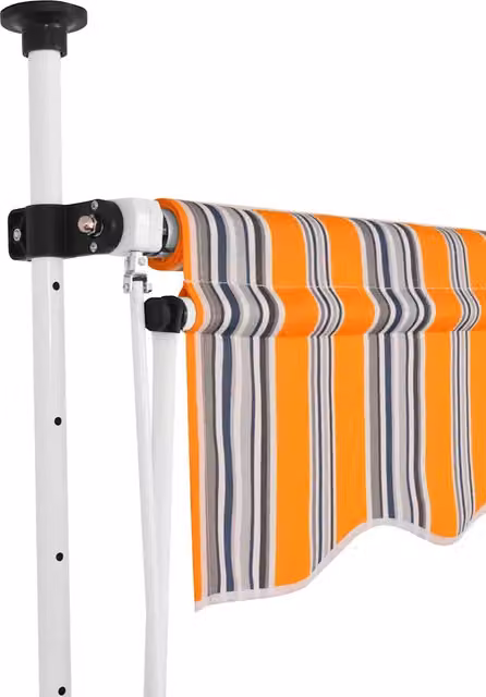 Tenda da Sole Retrattile Manuale-Tenda parasole per Patio 400 cm a Strisce Blu e Gialle