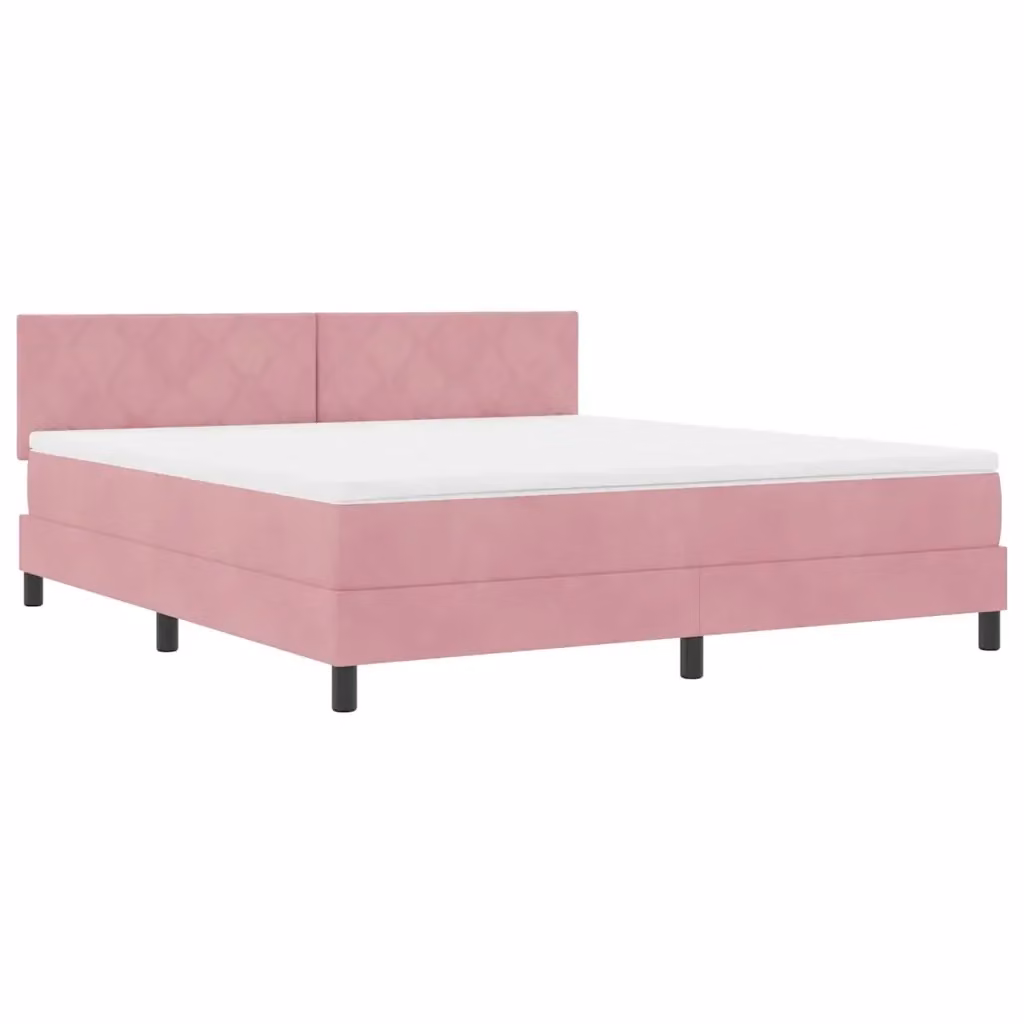 Letto moderno vidaXL in velluto rosa con illuminazione LED sottostante e molle a sacco L: 183 cm, P: 200 cm, H: 280 cm – 2