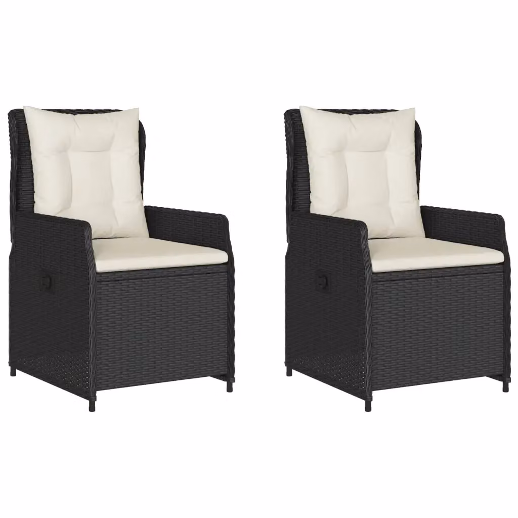 Set di 2 sedie da giardino reclinabili vidaXL in polyrattan nero con braccioli e design moderno – 2