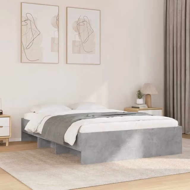 Giroletto-Struttura Letto Grigio Cemento 120x200 cm in Legno Multistrato 825976