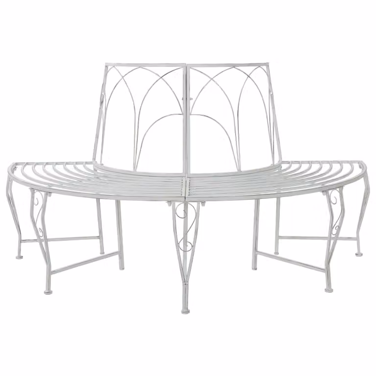 Panchina da giardino moderna vidaXL per 4 persone in acciaio verniciato bianco L: 160 cm, P: 80 cm, H: 89 cm