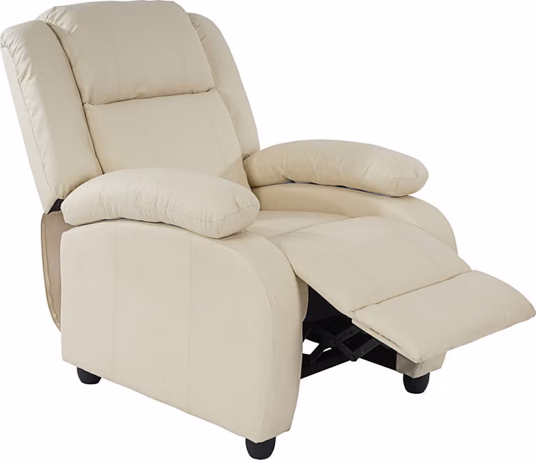 Poltrona TV, poltrona reclinabile, poltrona Glasgow, ecopelle color crema