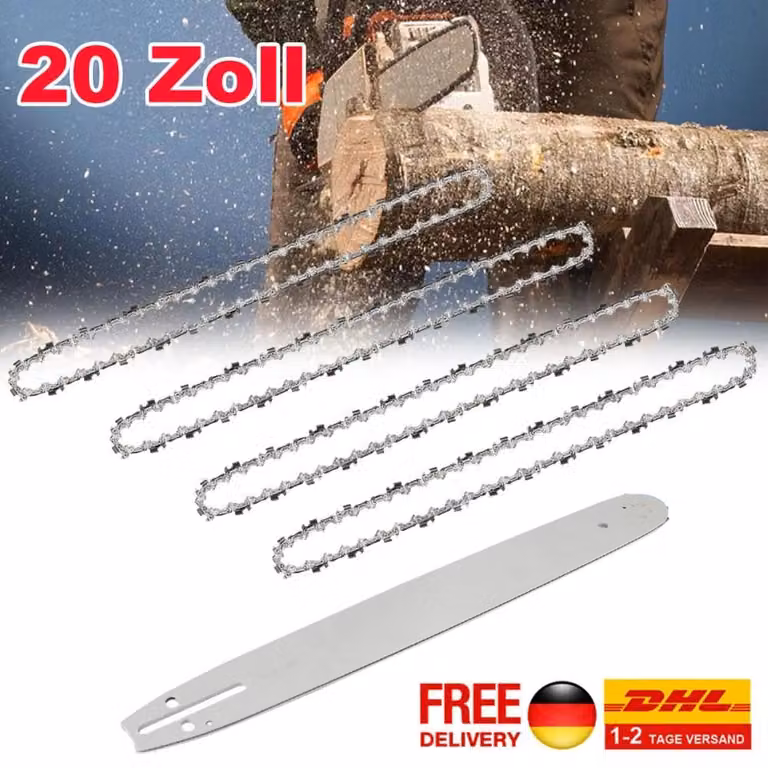4 catene per motosega + lama da 50 cm, 1,5 mm, passo 0,325" (76 maglie), compatibili con la motosega Scheppach CSP5300 SE