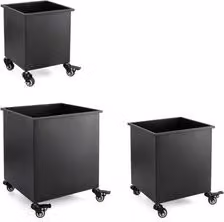 Set di 3 supporti porta vasi HAIK in acciaio con ruote, colore nero