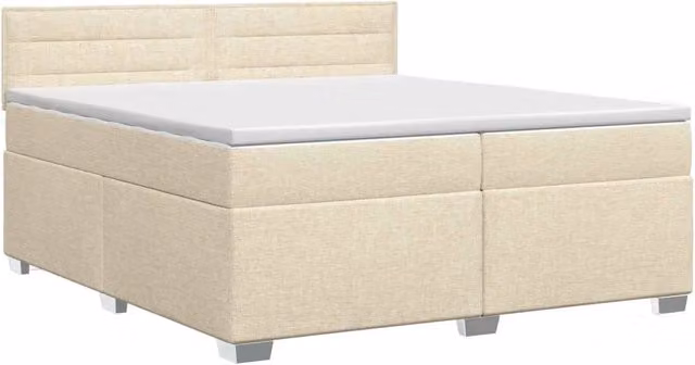 Letto box spring con materasso ibrido vidaXL in tessuto beige e bianco L/P: 200 x 200 cm