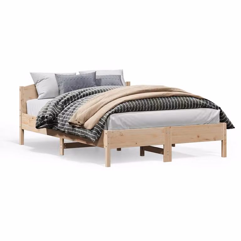 Letto senza materasso vidaXL in legno massello di pino marrone L: 140 cm, P: 200 cm, H: 105,5 cm