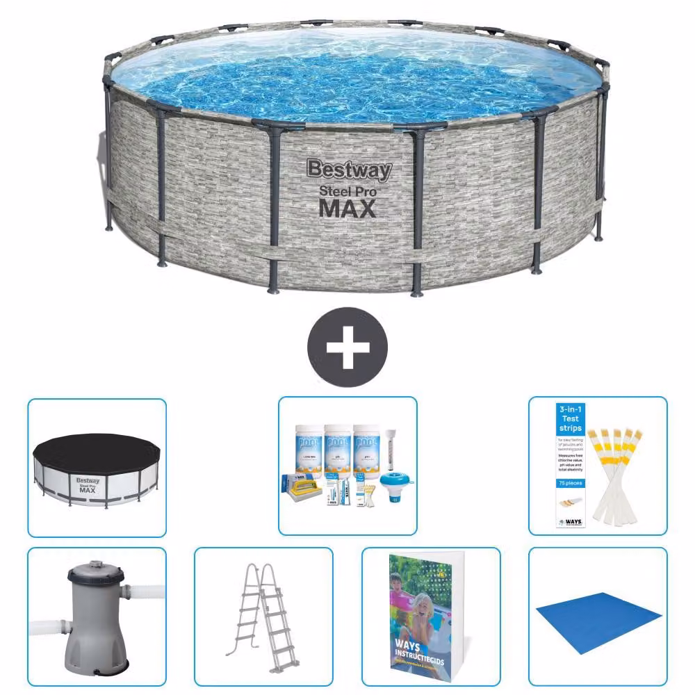 Bestway Steel Pro MAX, piscina in acciaio, forma rotonda - 427x122 cm - composta da 6 parti, modello S599