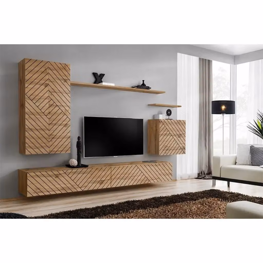 Armadio sospeso Meublorama collezione SWITCH per soggiorno, finitura quercia marrone con ante fresate, L: 60 cm, P: 60 cm, H: 30 cm – 2