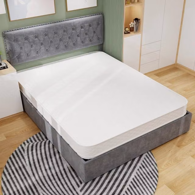 Materasso matrimoniale ibrido OKWISH in schiuma viscoelastica e molle insacchettate, traspirante con regolazione della temperatura, bianco, L: 160 cm, P: 200 cm