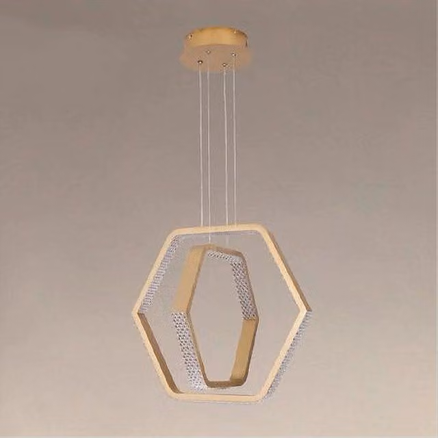 Trade Shop - Lampadario A Sospensione Led 48 W Esagonale Effetto Cristallo Moderno Oro 31852 -