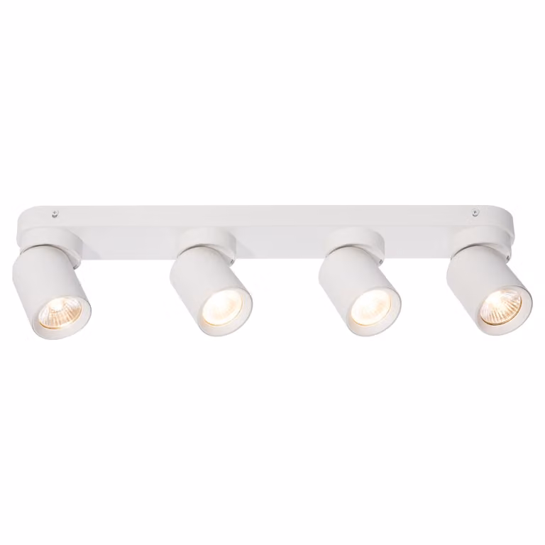MasterLED Lampada da soffitto con 4 faretti GU10 Bianco opaco Alluminio Orientabile per soggiorno Cucina Corridoio