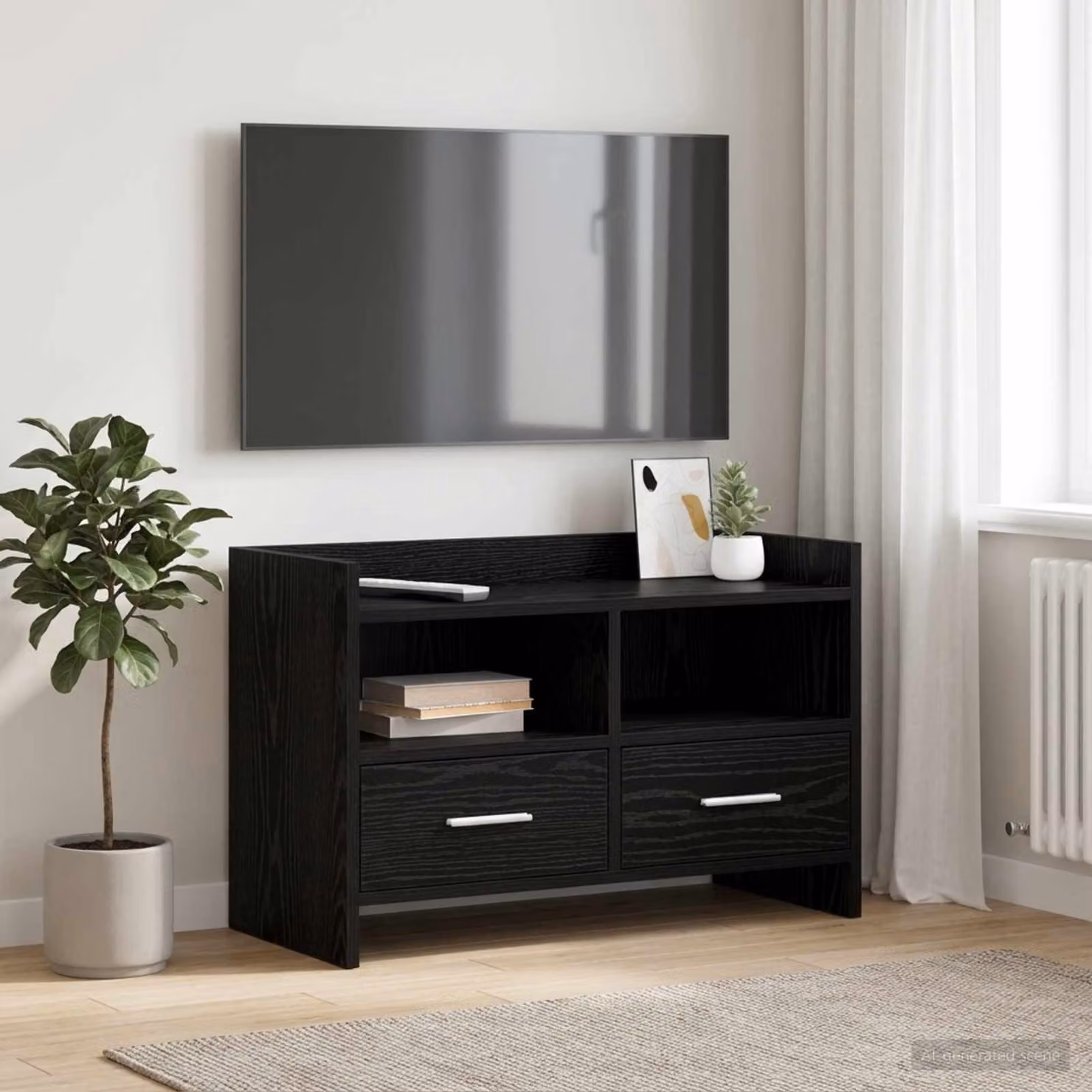 Mobile TV vidaXL moderno in legno ingegnerizzato nero L: 71,5 cm, P: 33 cm, H: 47 cm