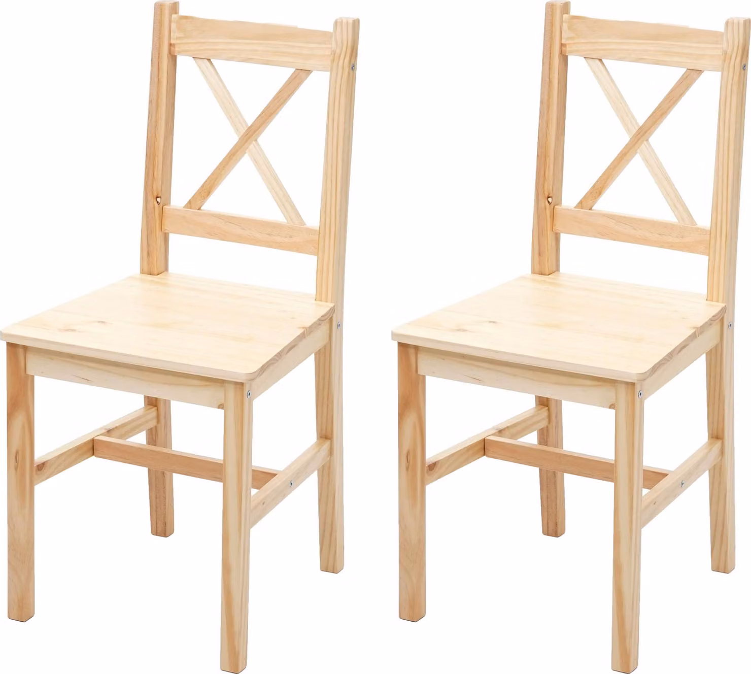 set di 2 sedie da sala da pranzo HWC-F77, poltrona sedia da cucina, legno massiccio casa di campagna ~ pino smaltato