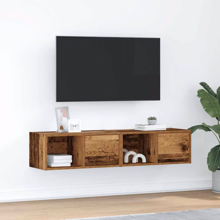 Set di 2 mobili porta TV vidaXL in stile rustico color marrone, montaggio a parete, L 60 cm x P 31 cm x H 25,5 cm