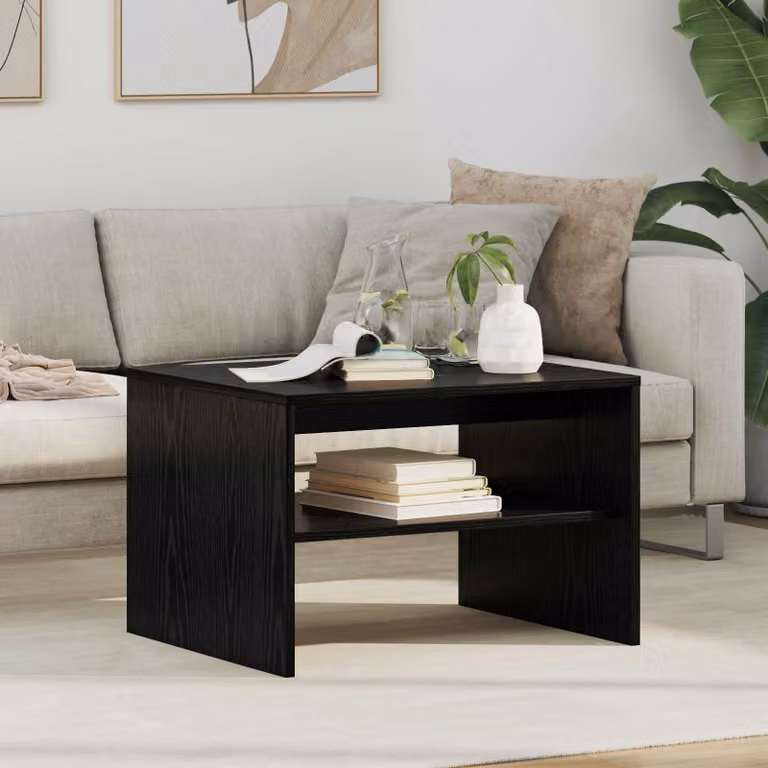 vidaXL Tavolino da salotto moderno in legno nero L: 60 cm, P: 50 cm, H: 40 cm