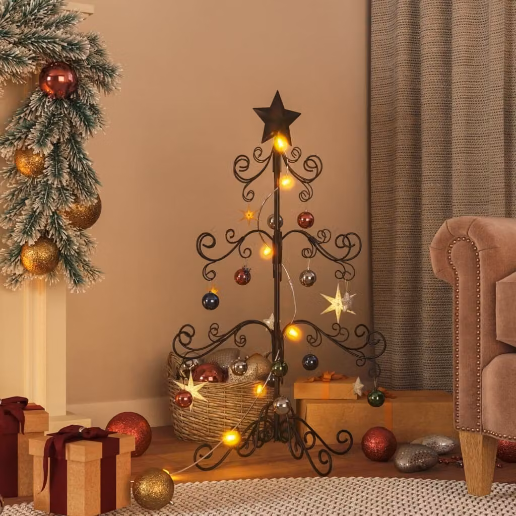 Maison Exclusive - Albero di Natale in metallo per decorazioni Nero 90 cm