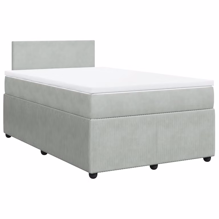 Giroletto a Molle con Materasso Grigio Chiaro 120x190cm Velluto