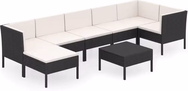 Set di mobili da giardino 8 pz con cuscini poly rattan nero 02_0017740
