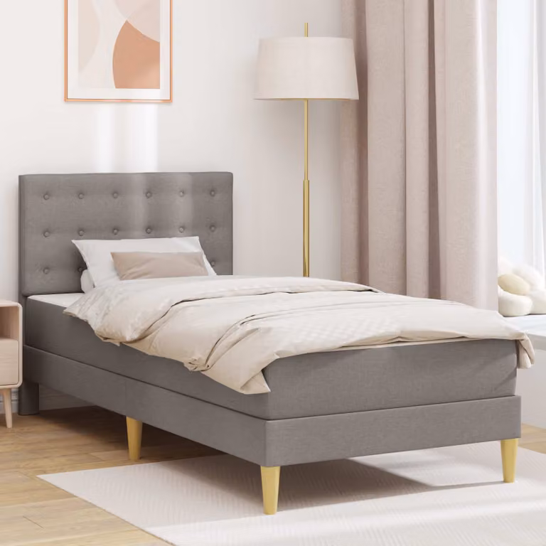 Struttura letto con materasso vidaXL in tessuto beige e grigio, L 90 x P 200 cm
