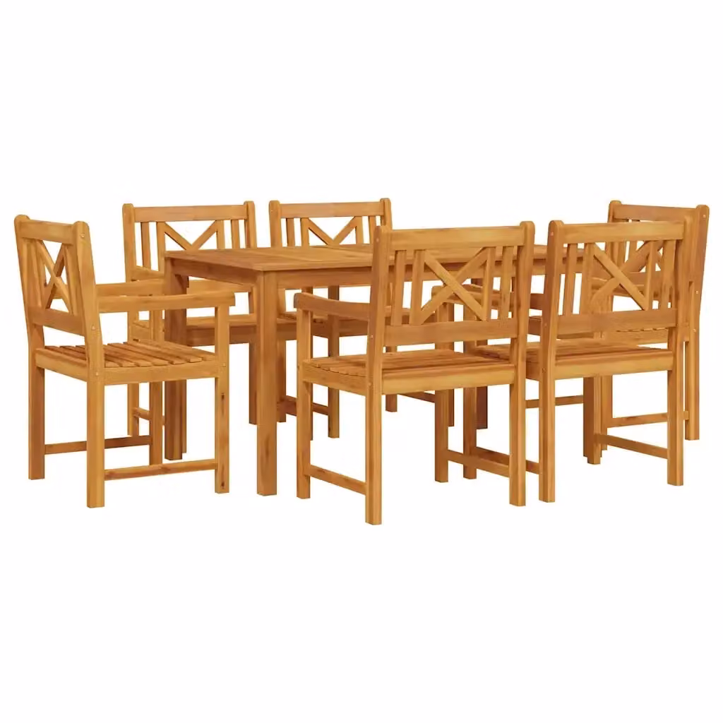 Set da Pranzo per Giardino e Terrazza vidaXL in Legno di Acacia Marrone, 7 Pezzi – 2