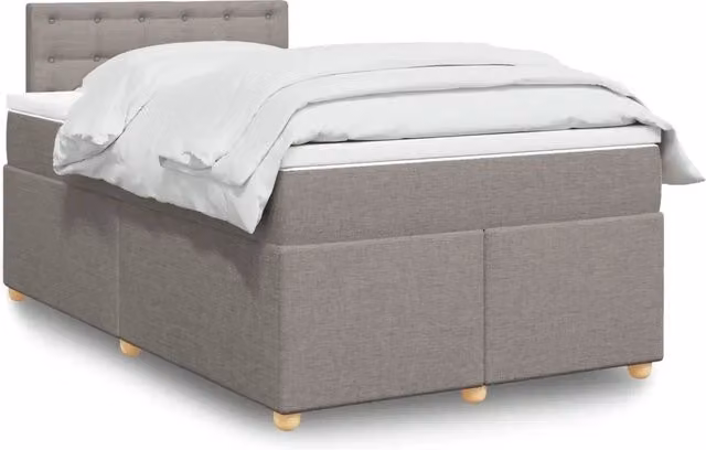 Letto Ibrido vidaXL con Giroletto a Molle e Materasso in Tessuto, Colori Beige, Bianco e Grigio, L 120 x P 200 cm