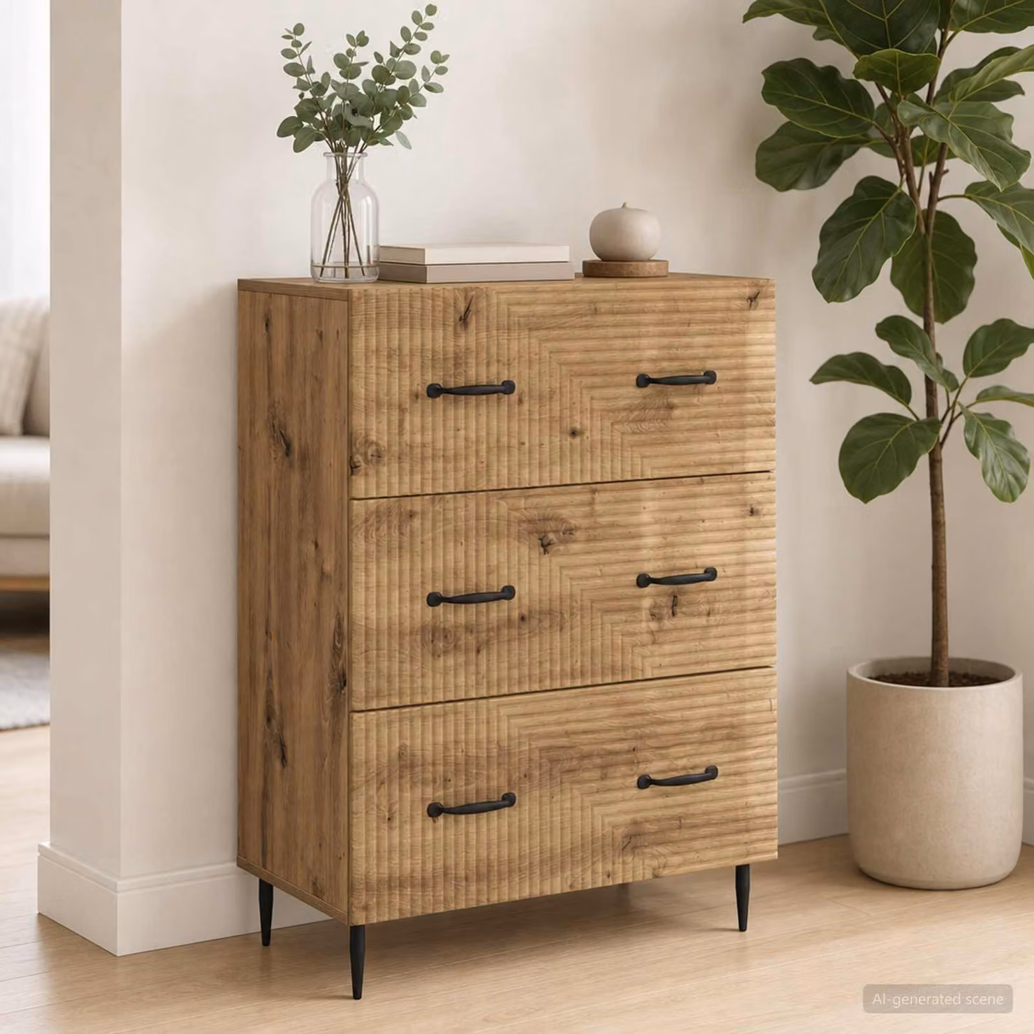 Carrello mobile con cassetti vidaXL in stile vintage marrone, L 66 cm x P 34,5 cm x H 89,5 cm