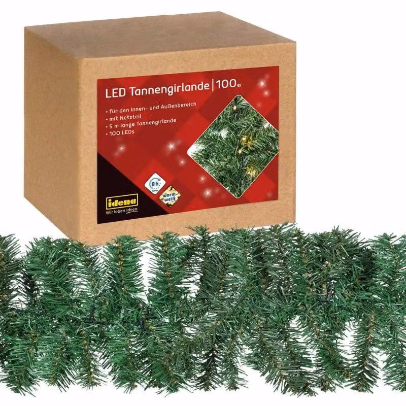 Idena 31870 Idena Tannengirlande LED Lichterkette grün 5,0 m