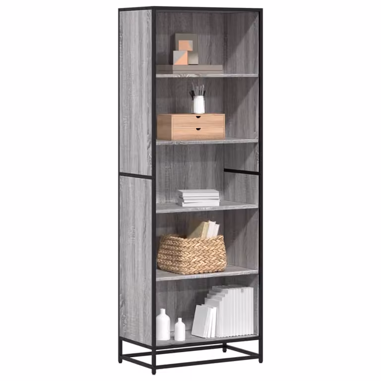 Libreria in stile industriale vidaXL Grigio con pannello posteriore, L: 60 cm, P: 35 cm, H: 170,5 cm