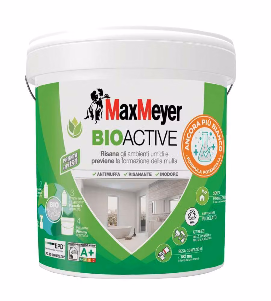 MaxMeyer Pittura Antimuffa Bioactive A+ Plus 14L Bianco Opaco Interno