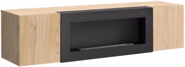 Mobile TV FLY – 2 porte + caminetto bioetanolo integrato – Rovere chiaro