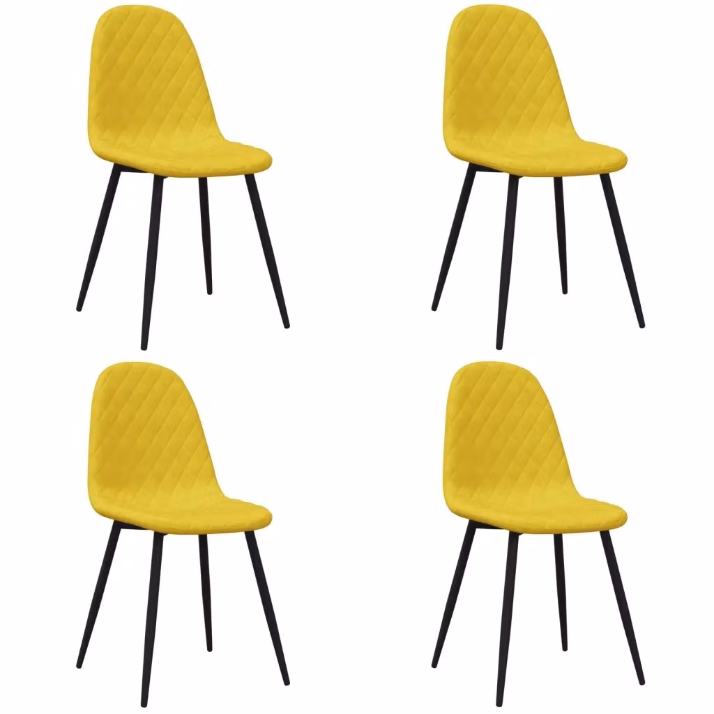Set di 4 sedie da pranzo vidaXL in velluto giallo con struttura in metallo per cucina e sala da pranzo – 2