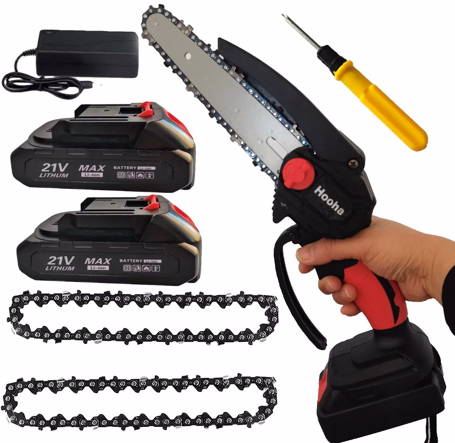 Mini motosega, alimentata a batteria da 21 V, leggera e portatile, UE