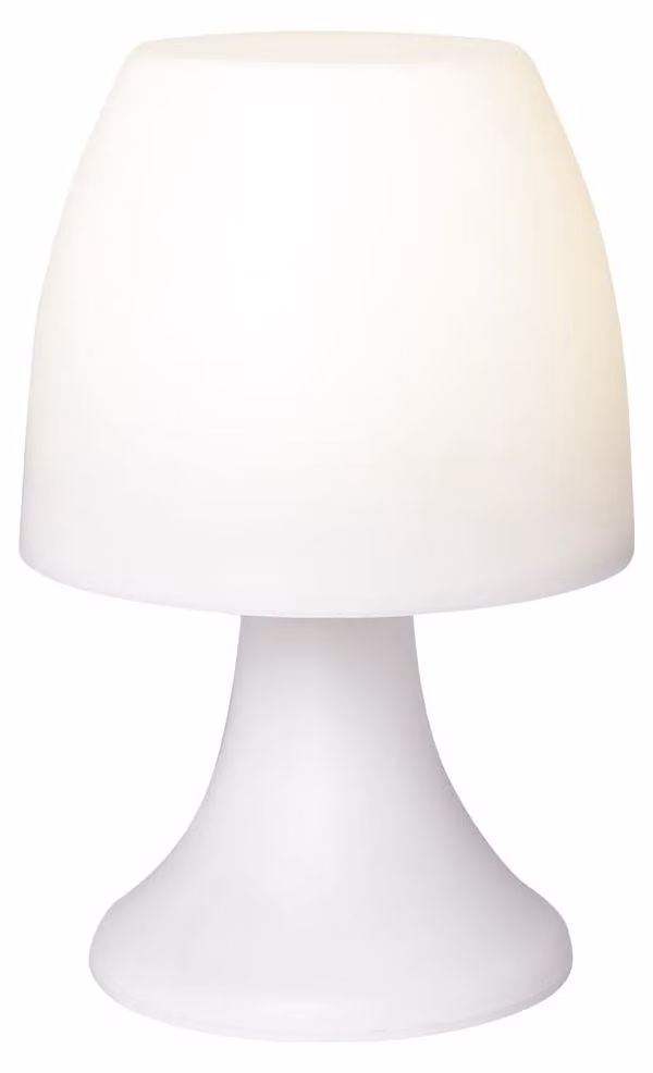 Lampada LED con funzione timer, bianca, alta 19 cm, alimentata a batteria | Lampada da comodino, lampada per la cameretta dei bambini | Lampada da campeggio