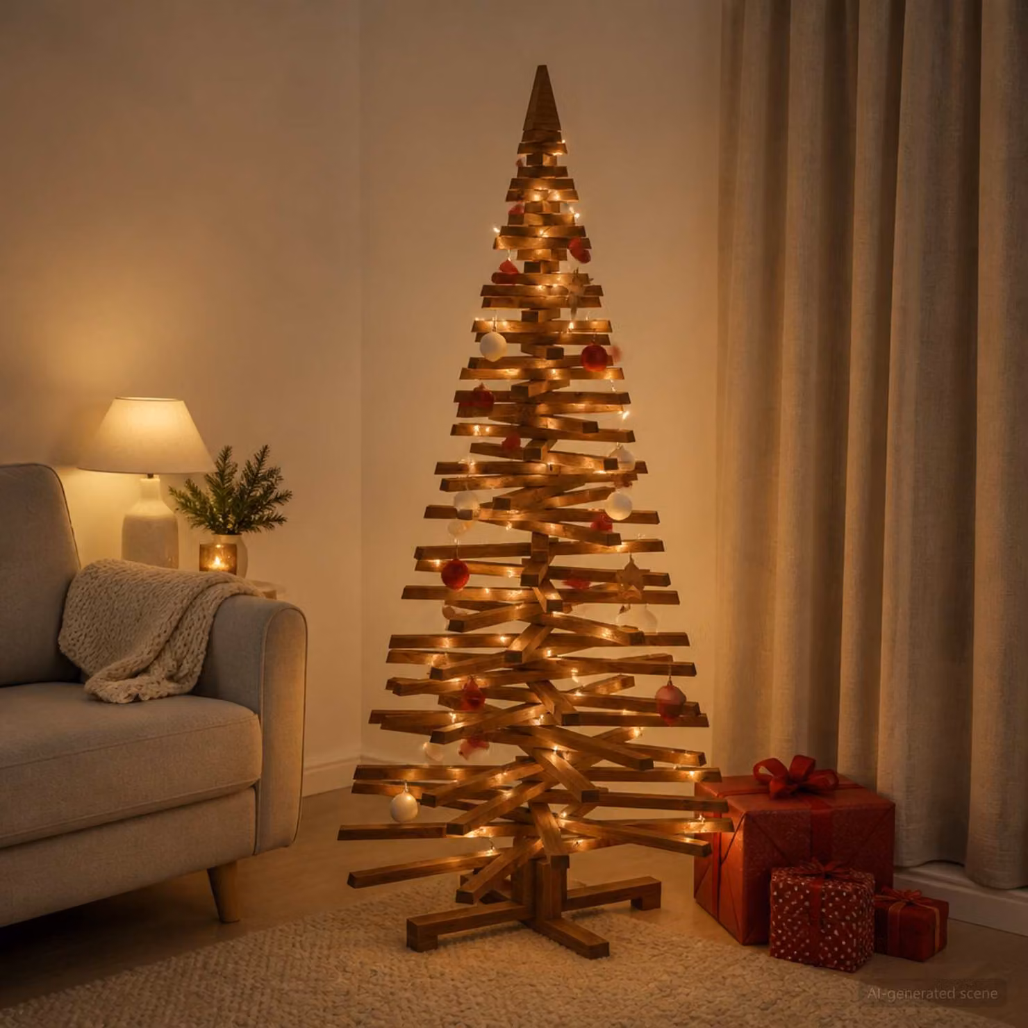 vidaXL Albero di Natale in legno KOTKA 150 cm Legno Massello di Pino