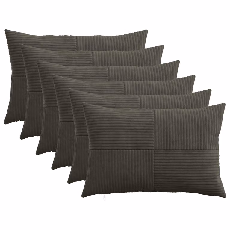 Set di 6 federe vidaXL ALMELO in velluto a coste, colore antracite, 50 x 80 cm