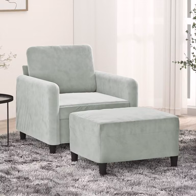 Maison Exclusive - Poltrona con poggiapiedi, grigio chiaro, 60 cm, velluto