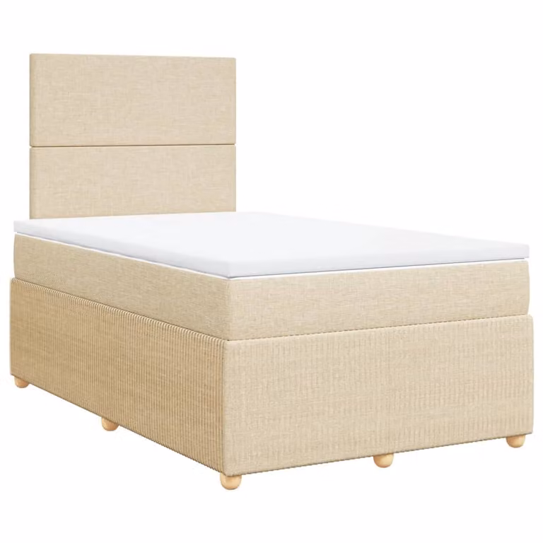 Giroletto a Molle con Materasso Crema 120x190 cm in Tessuto