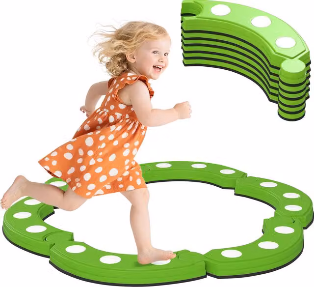 Percorso di Equilibrio AIYAPLAY per Bambini dai 3 Anni con Punti Tattili, Verde