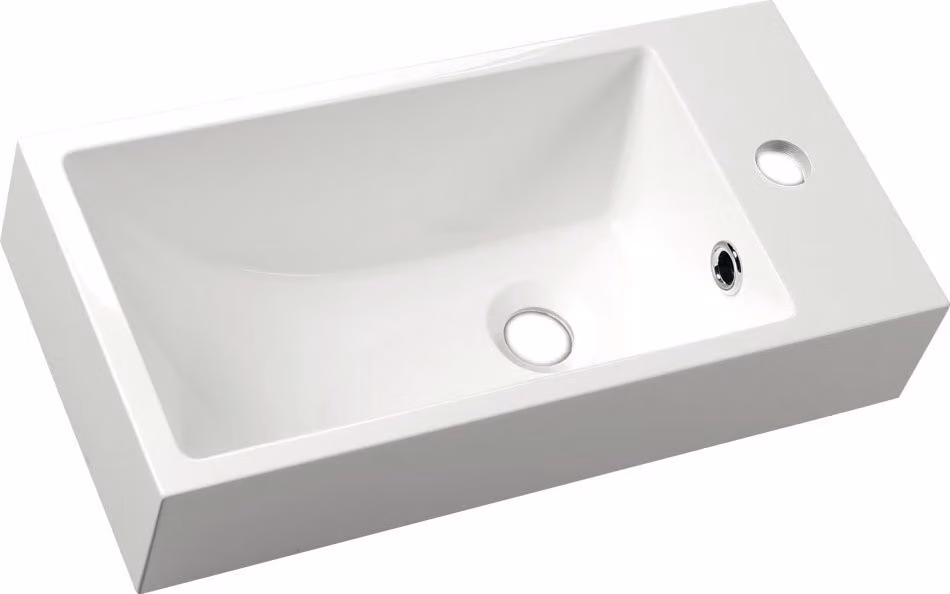 Lavabo in marmo fuso ARIANE 50 x 10 x 25 cm, bianco, angolare a destra WC ospiti