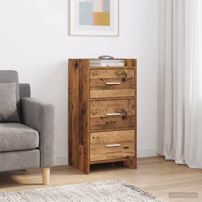Credenza moderna vidaXL in legno antico e metallo, colore marrone, L 40 cm x P 36 cm x H 80 cm