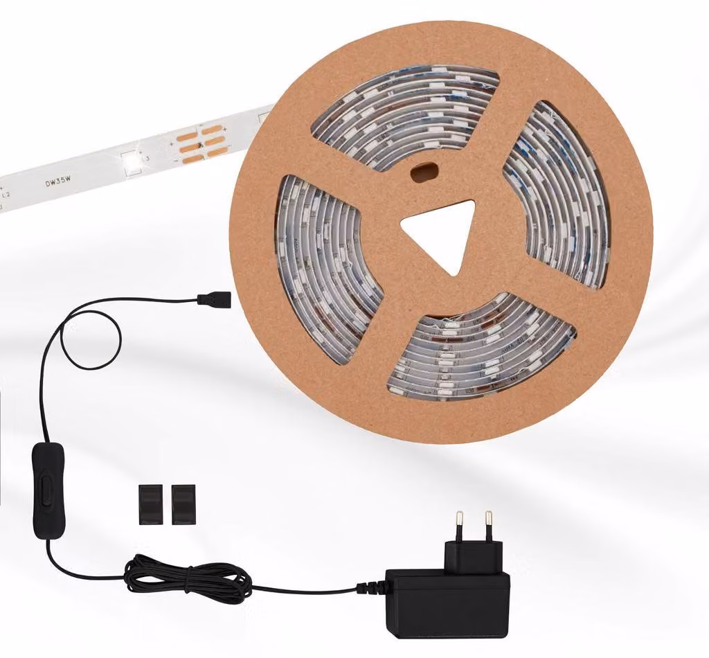 LED Strip 3 metri 3000K autoadesivo interruttore a cavo 10W bianco plastica Briloner